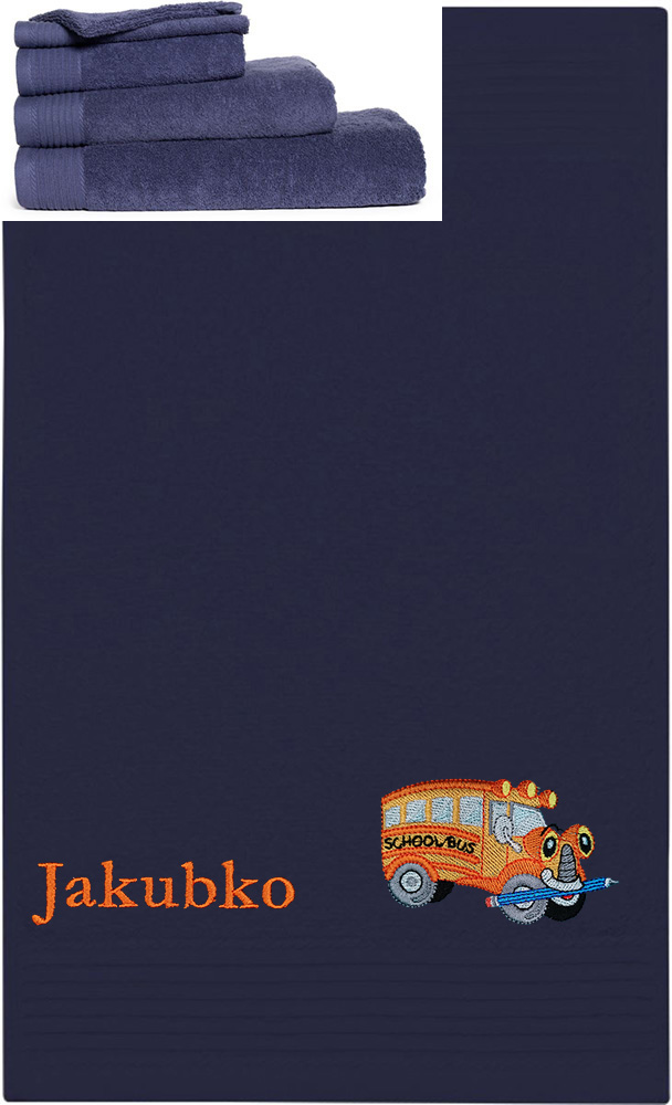 Personalizovateľný vyšívaný motív detský uterák, výšivka AUTOBUS